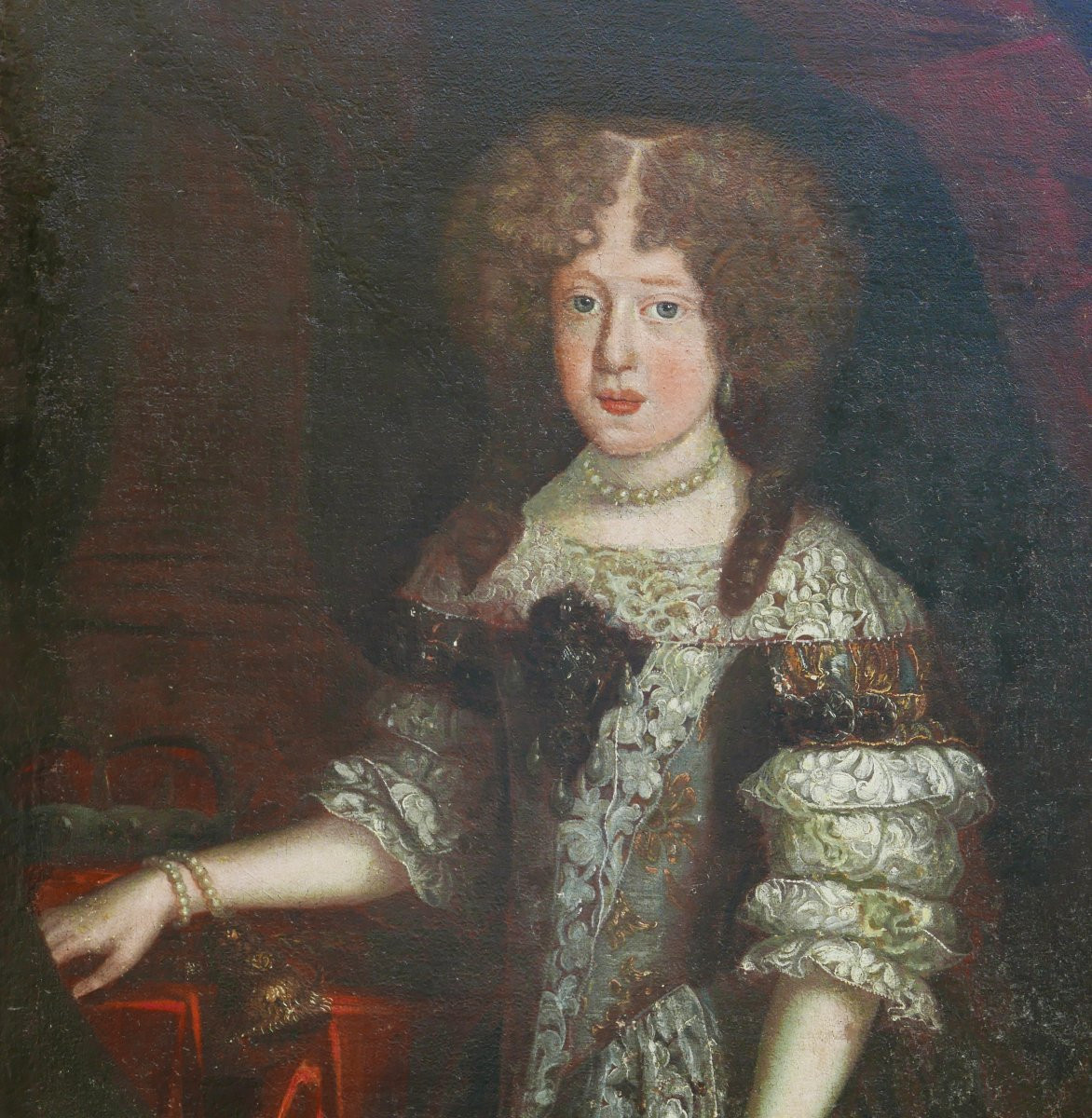 Portrait Of A Princess, Louis XIV Period, 17th Century Oil/canvas-photo-3
