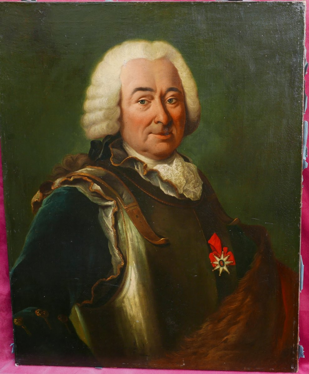 Portrait Of A Male Officer In Armor Oil/canvas From The 18th Century-photo-2
