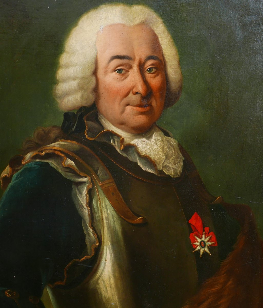 Portrait Of A Male Officer In Armor Oil/canvas From The 18th Century-photo-4