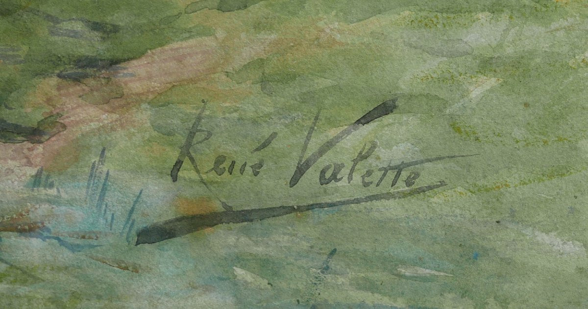 René Valette Grand Portrait Chiens de Chasse Aquarelle fin XIXème siècle-photo-2