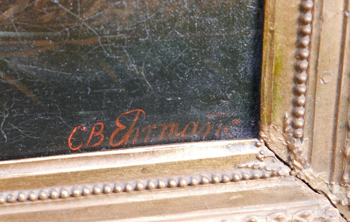 Ehrmanns Tableau Paysage Lac en Montagne Huile/Toile du XIXème siècle Signé-photo-2