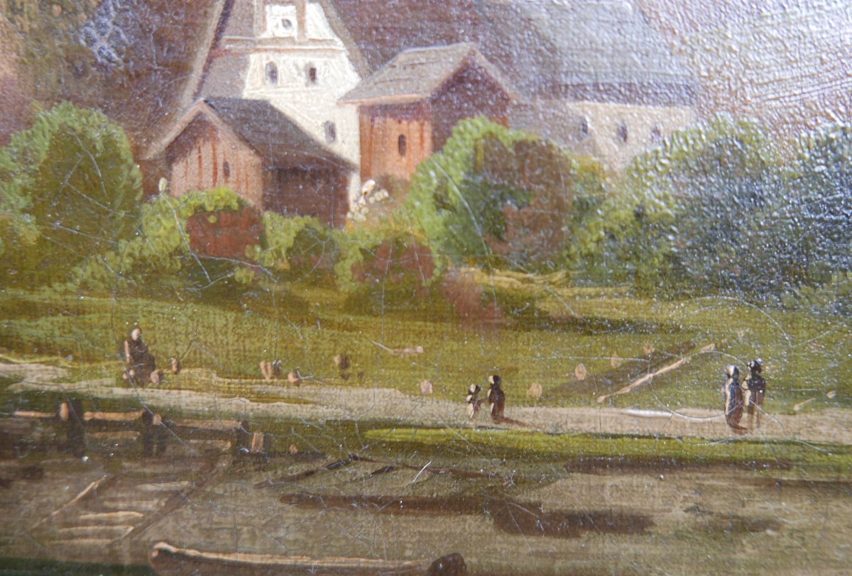 Ehrmanns Tableau Paysage Lac en Montagne Huile/Toile du XIXème siècle Signé-photo-6