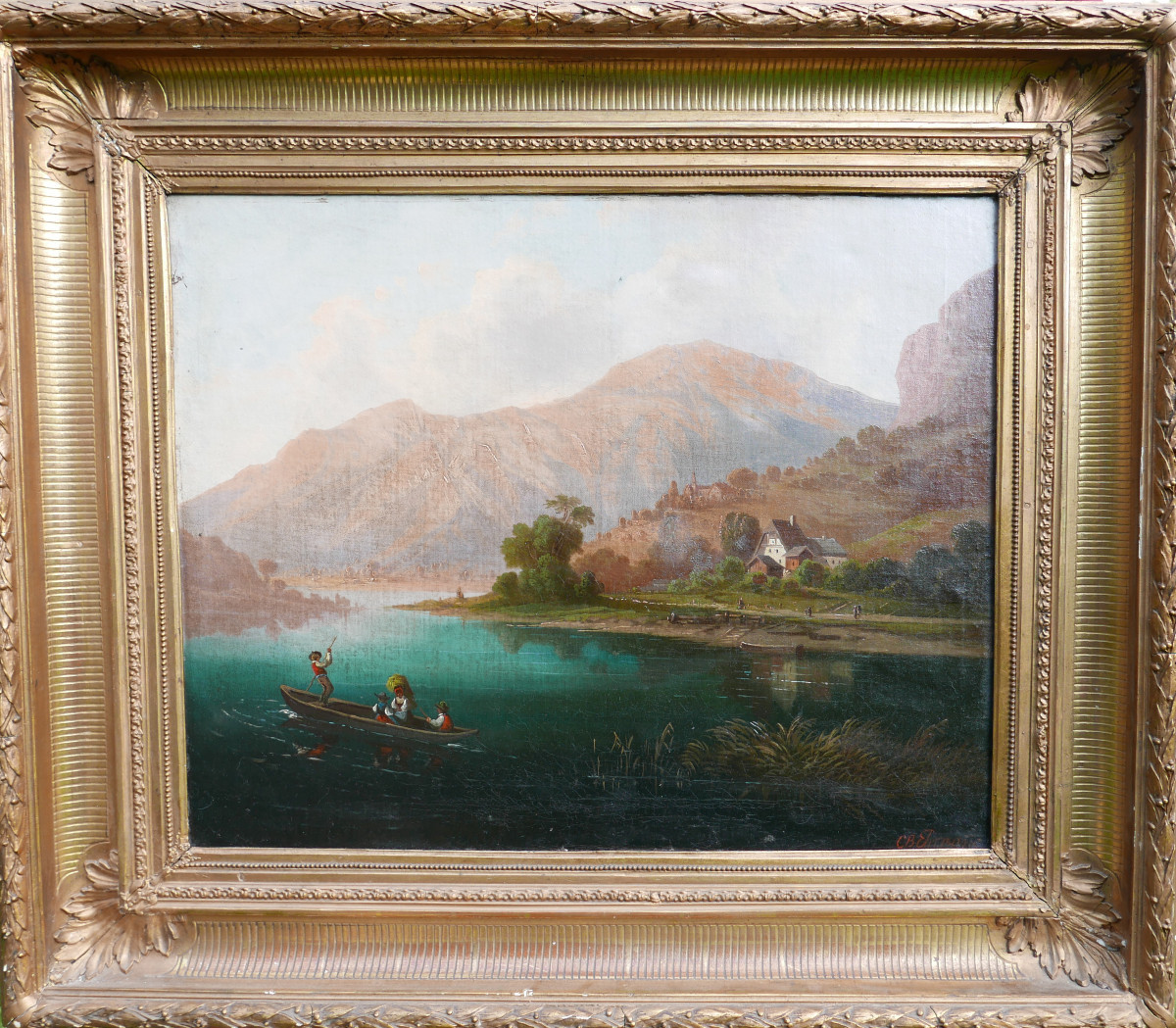 Ehrmanns Tableau Paysage Lac en Montagne Huile/Toile du XIXème siècle Signé