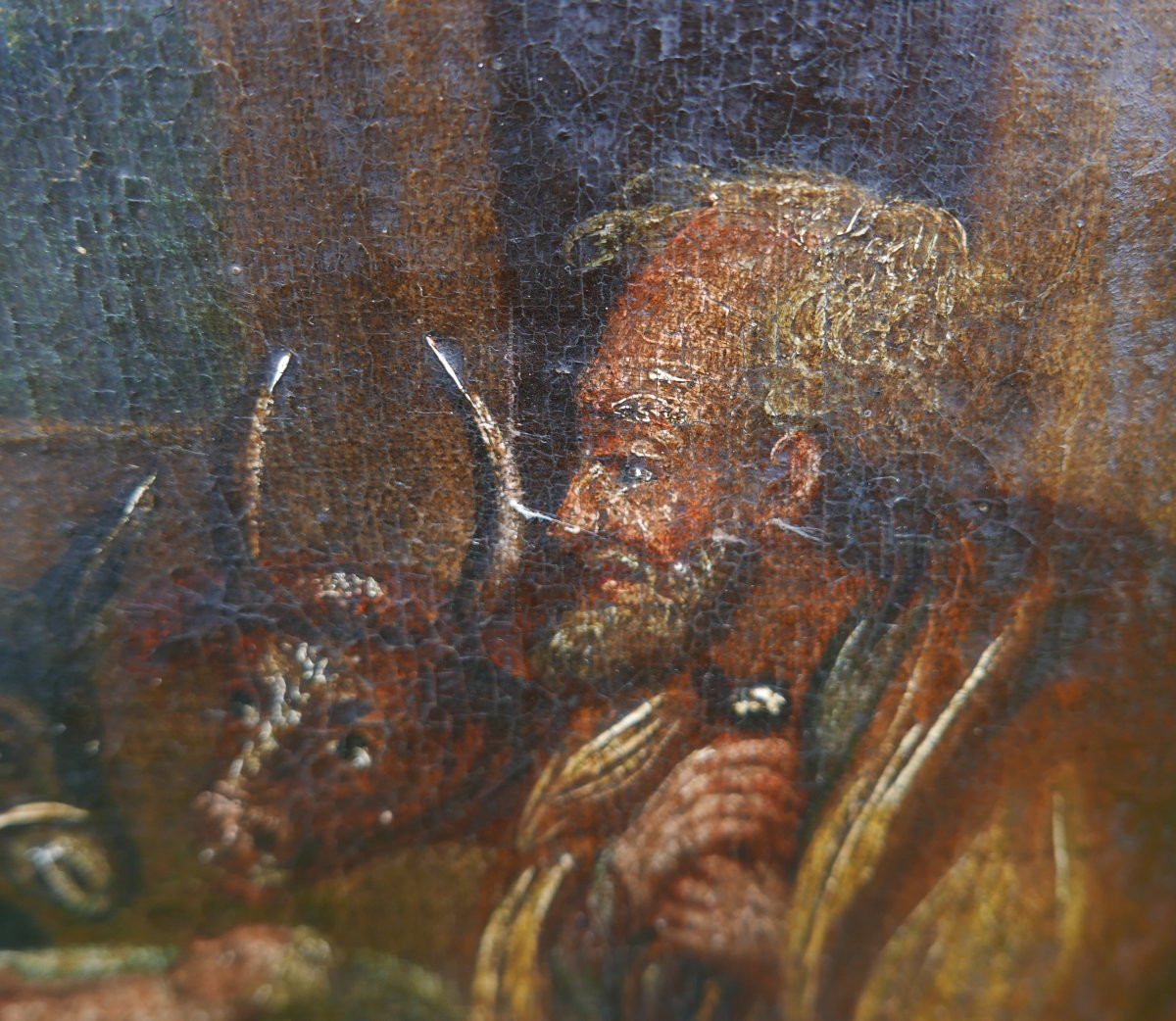 Scène de Genre Crèche Naissance du Christ Huile/Toile du XVIIIème siècle-photo-2