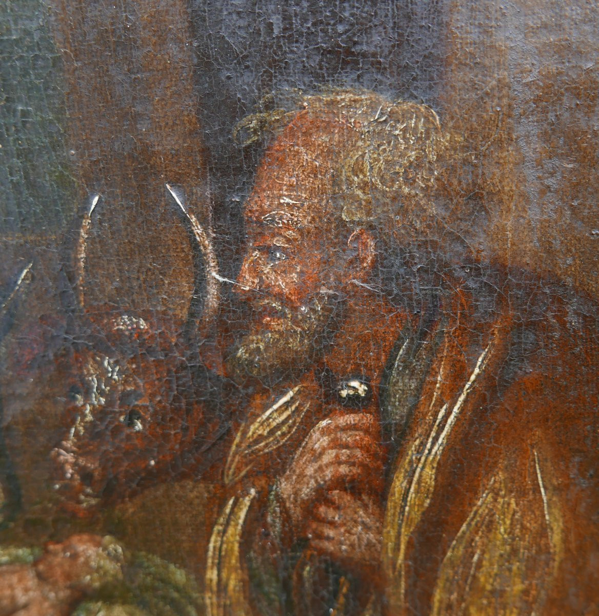 Scène de Genre Crèche Naissance du Christ Huile/Toile du XVIIIème siècle-photo-3