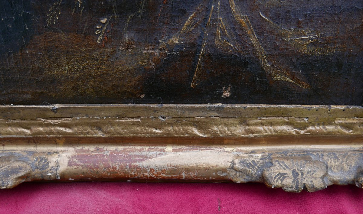 Scène de Genre Crèche Naissance du Christ Huile/Toile du XVIIIème siècle-photo-6