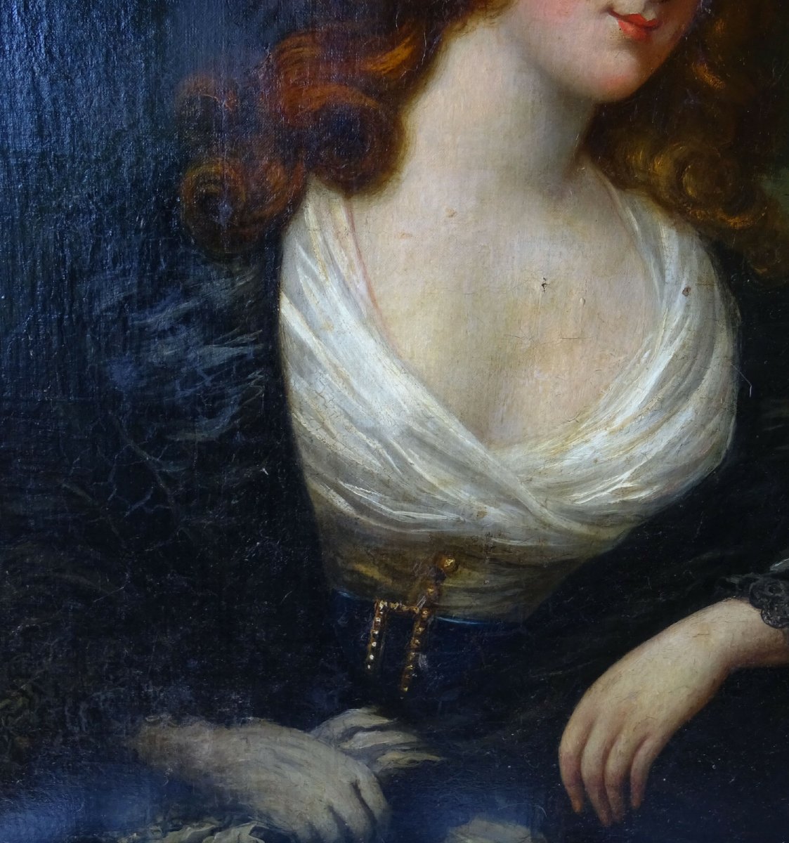 Portrait Of A Woman, English School, 18th Century, Oil On Canvas-photo-4