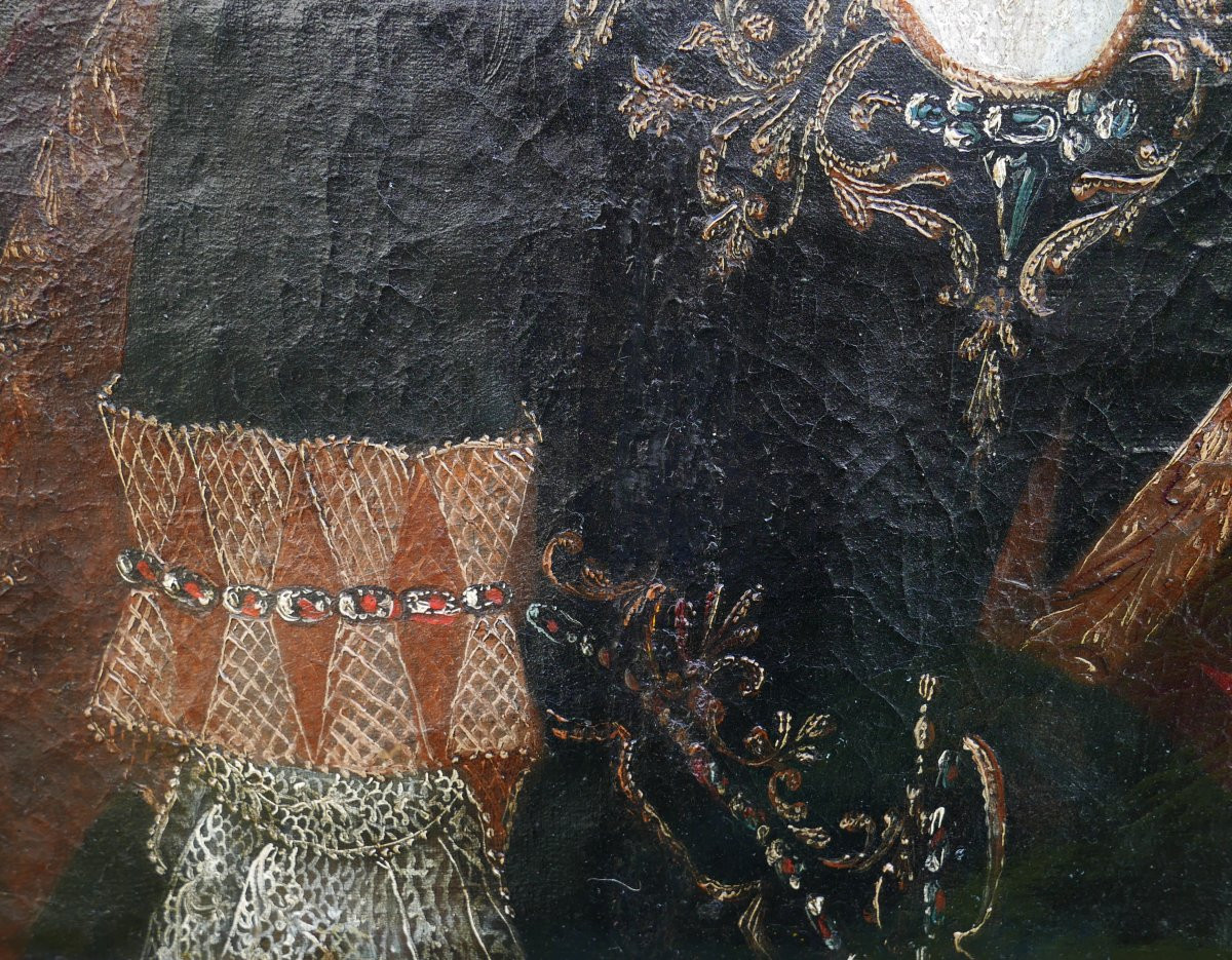 Portrait Of A Woman Louise-françoise De Bourbon Oil/canvas Late 17th Century-photo-3