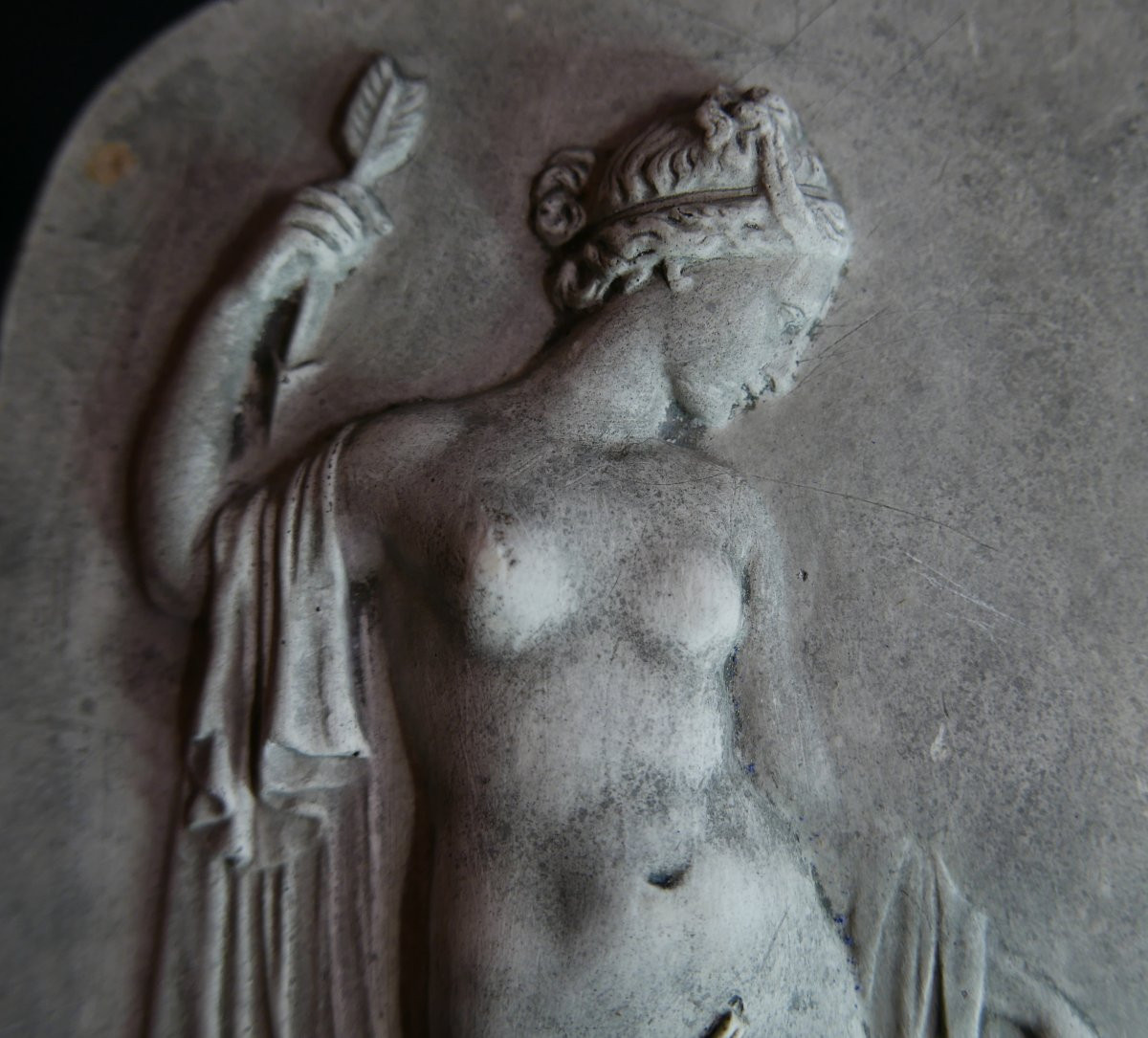 Auguste Follon Rectangular Plaster Plaque Venus And Cupid Nevers 1881-photo-1