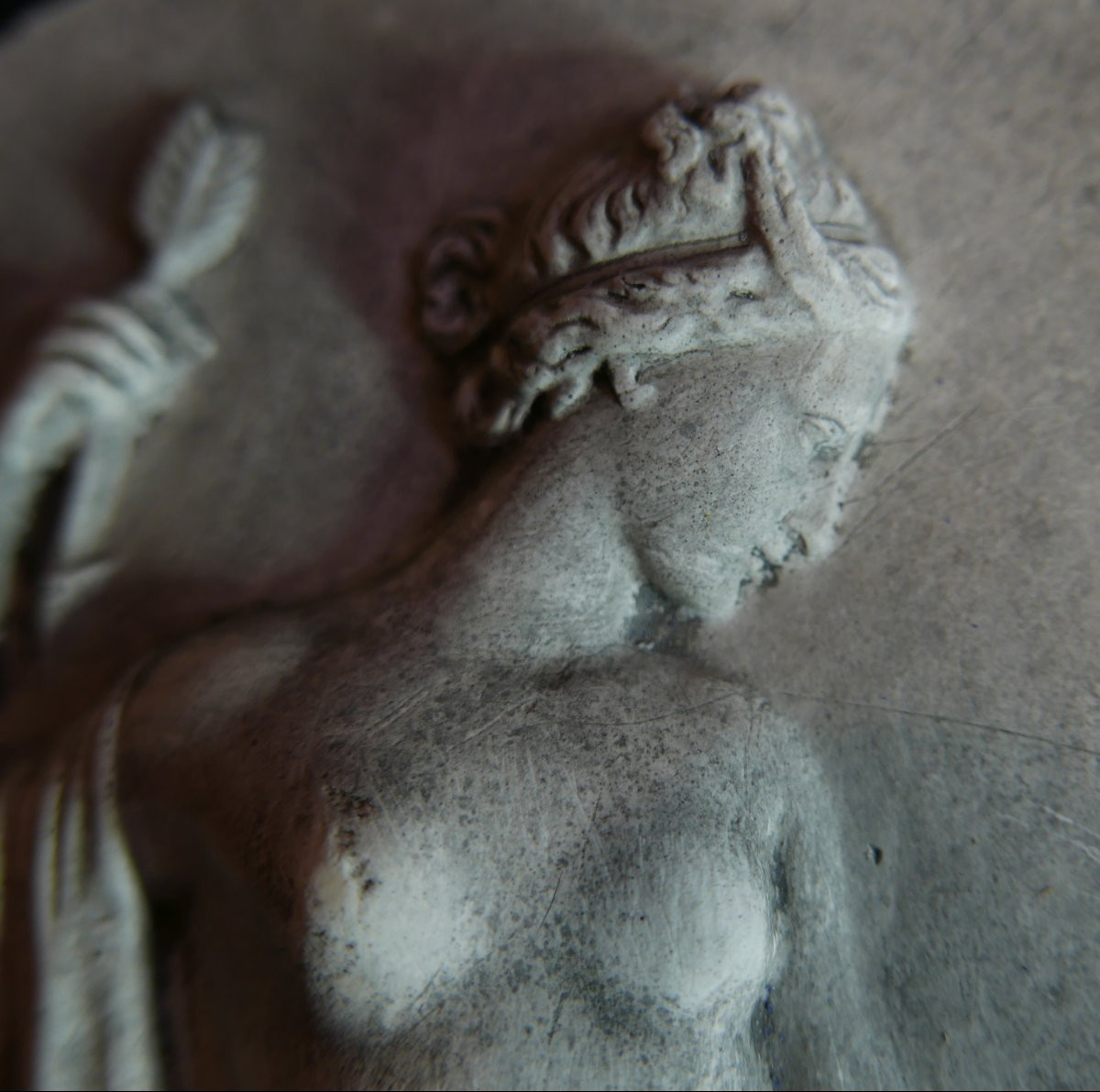 Auguste Follon Rectangular Plaster Plaque Venus And Cupid Nevers 1881-photo-2