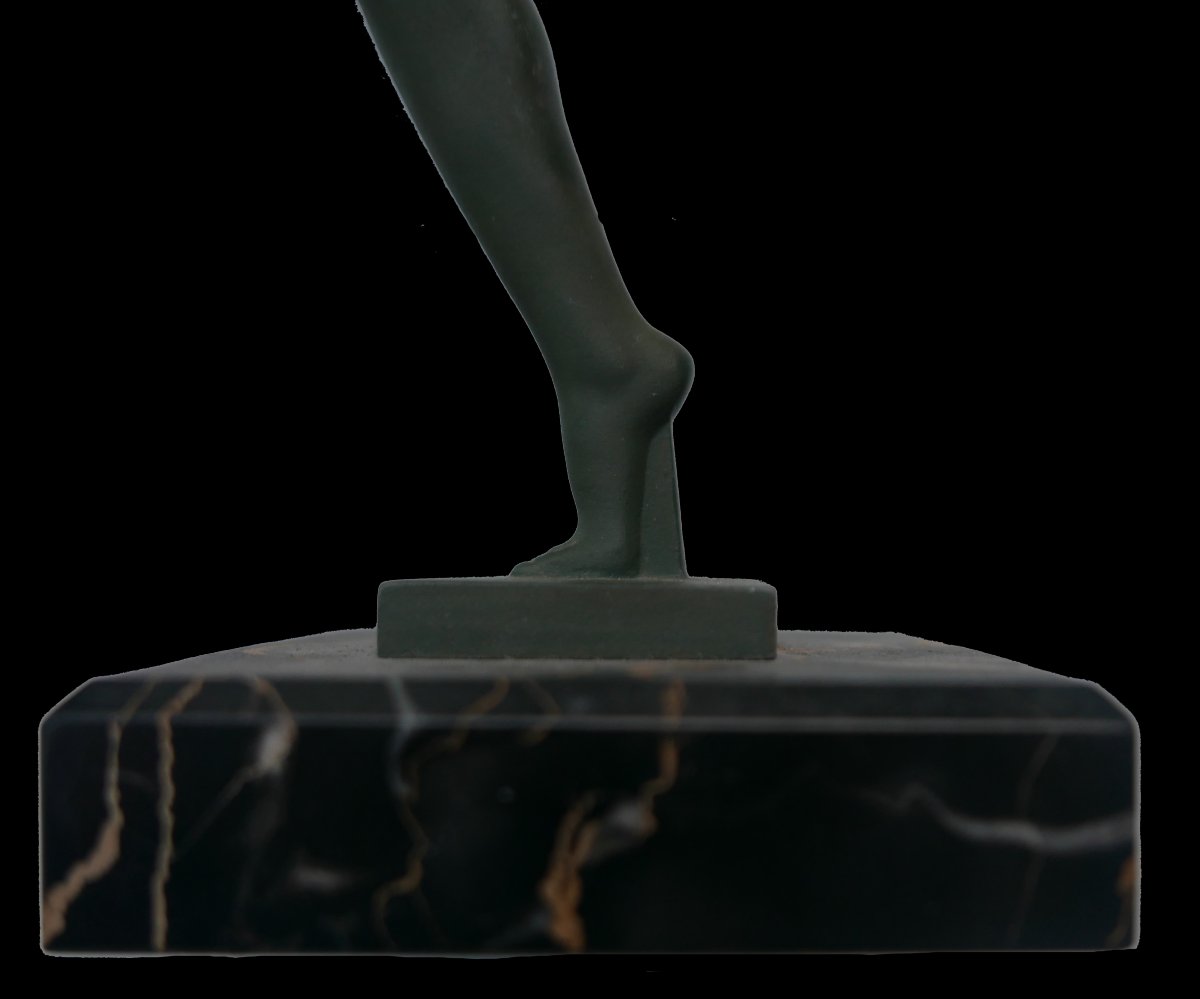 Regule Art Deco Statue Of A Dancer, Signed Denis Production Max Le Verrier-photo-4
