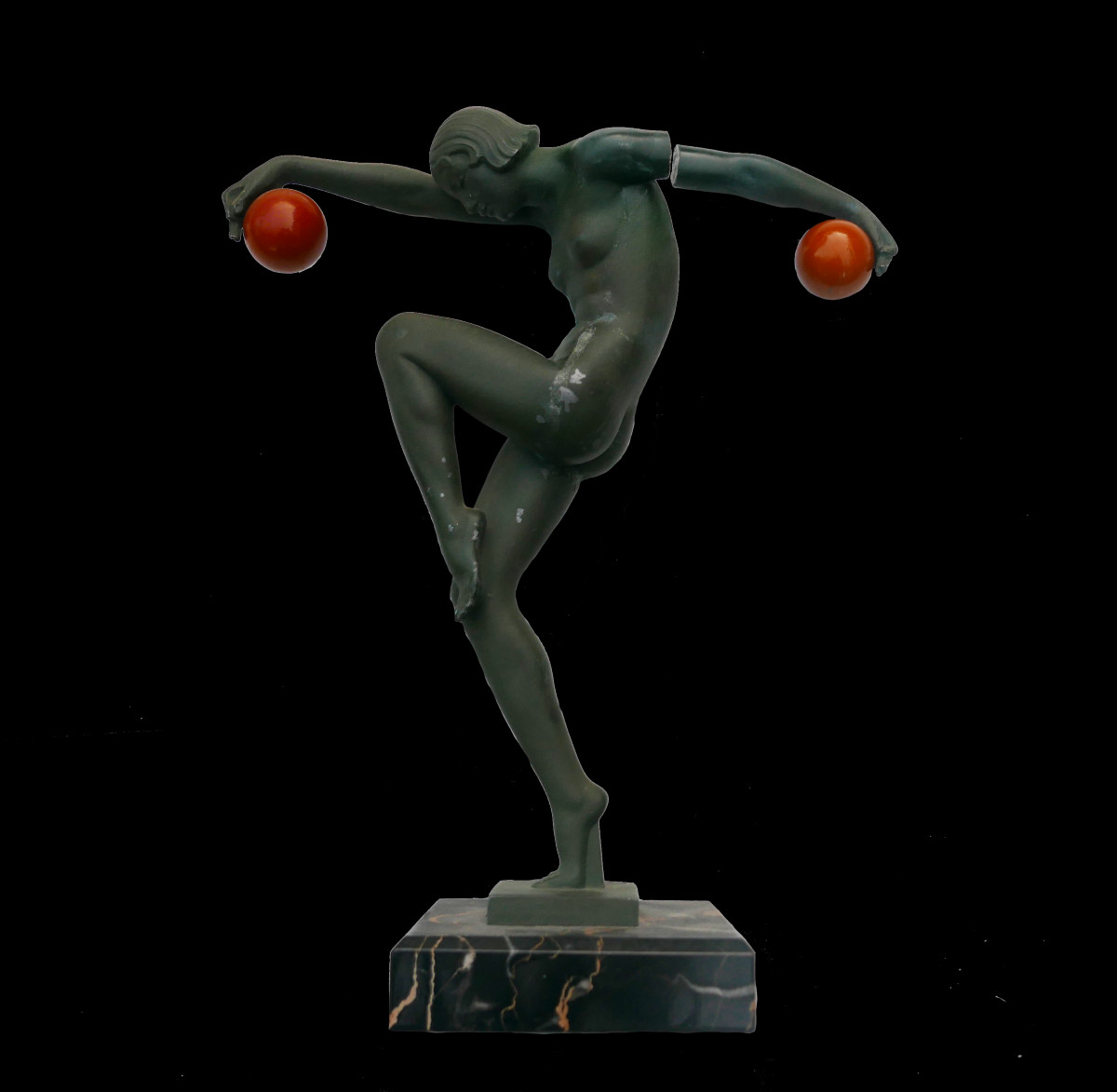 Regule Art Deco Statue Of A Dancer, Signed Denis Production Max Le Verrier