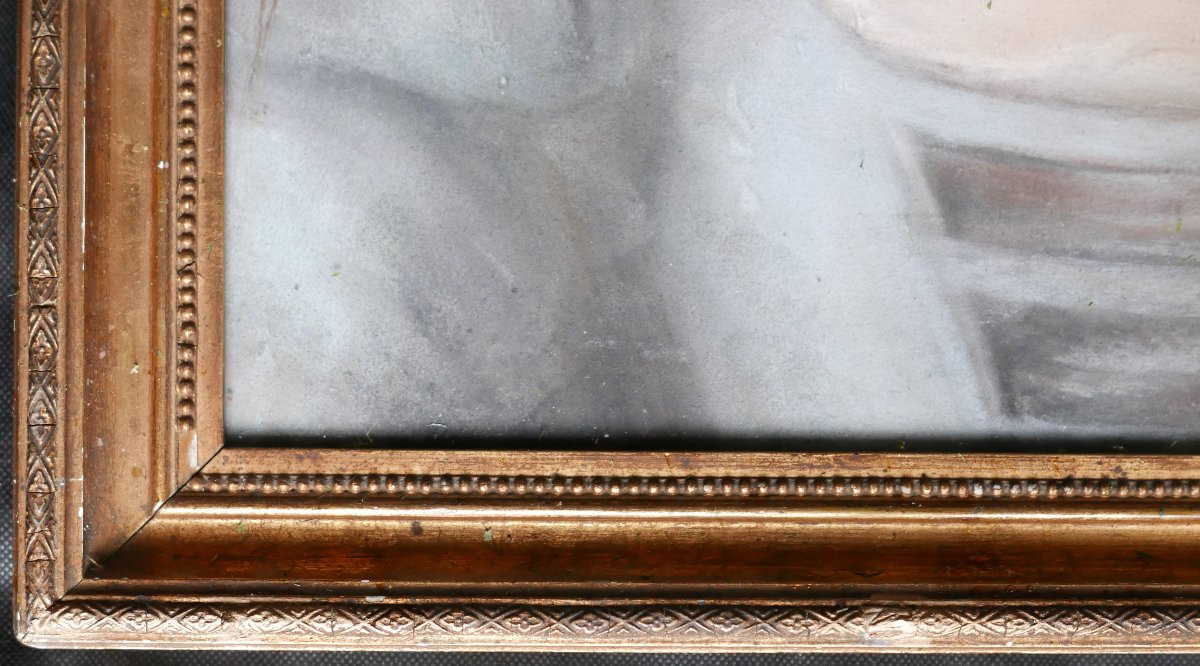 Portrait de Jeune Femme au Chapeau Pastel fin XVIIIème siècle-photo-3