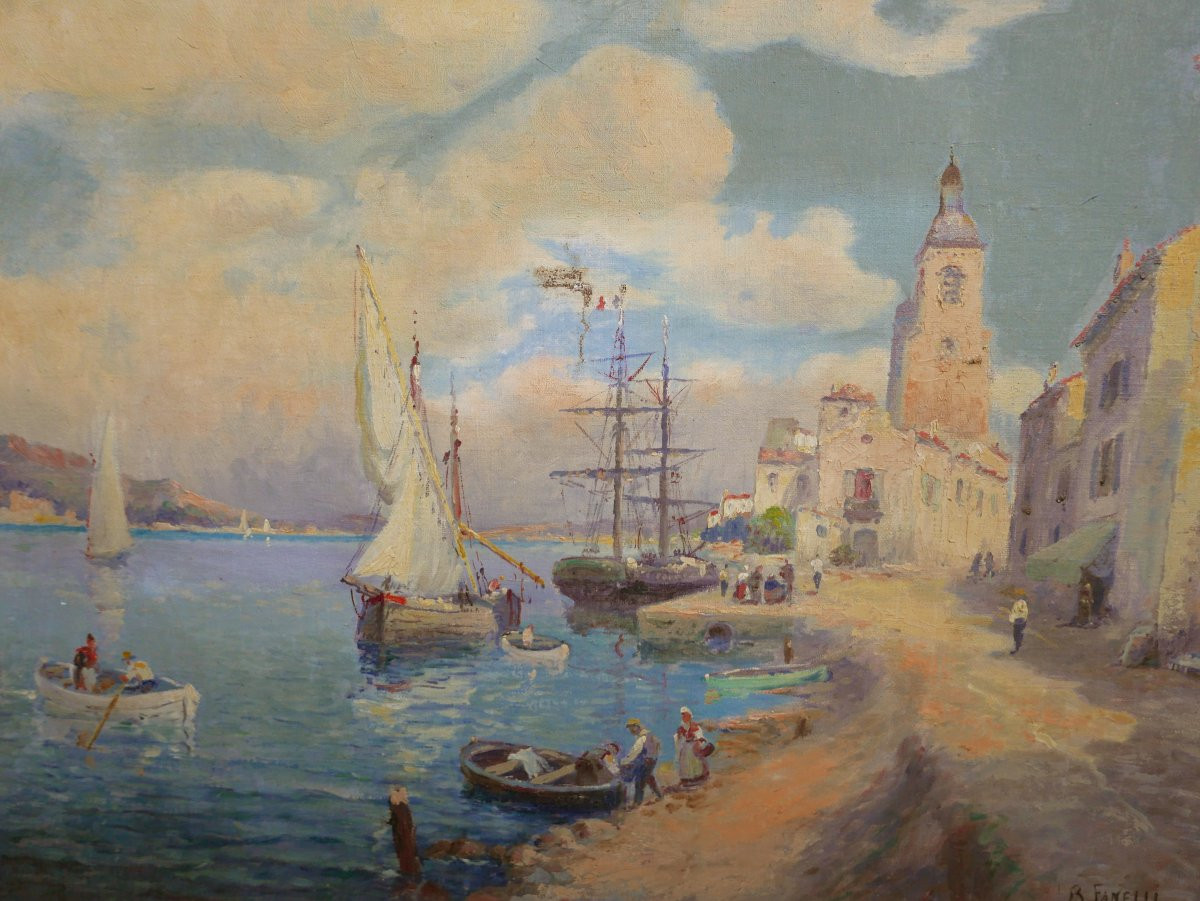 Fanelli Tableau Paysage Marine Italie Huile/Toile fin XIXème siècle Signé-photo-4