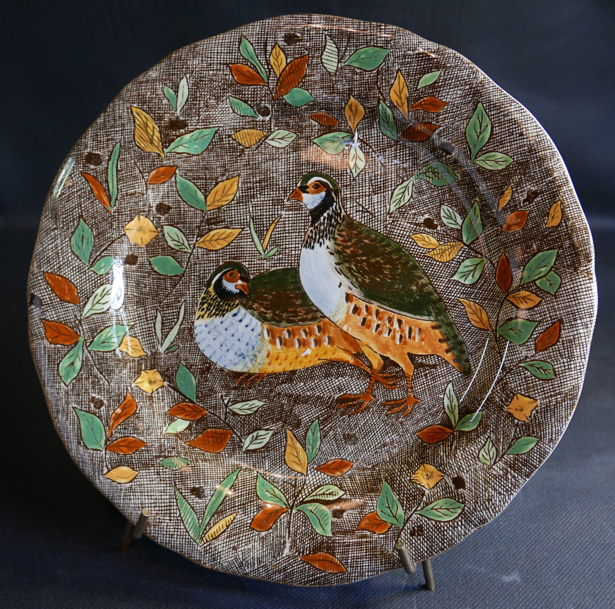 Jean Bertholle Perdrix Service Rambouillet années 1970 Assiette Dessert