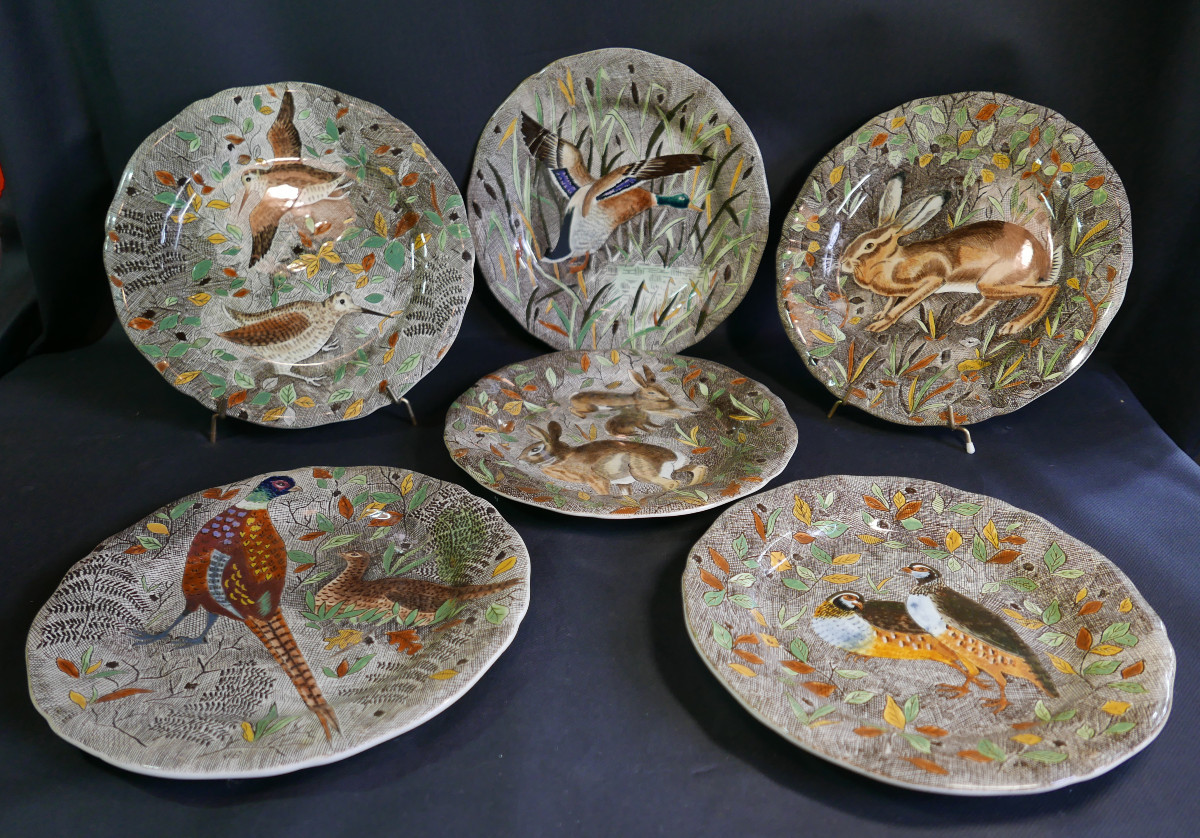 Jean Bertholle Six Assiettes Service Rambouillet années 1970