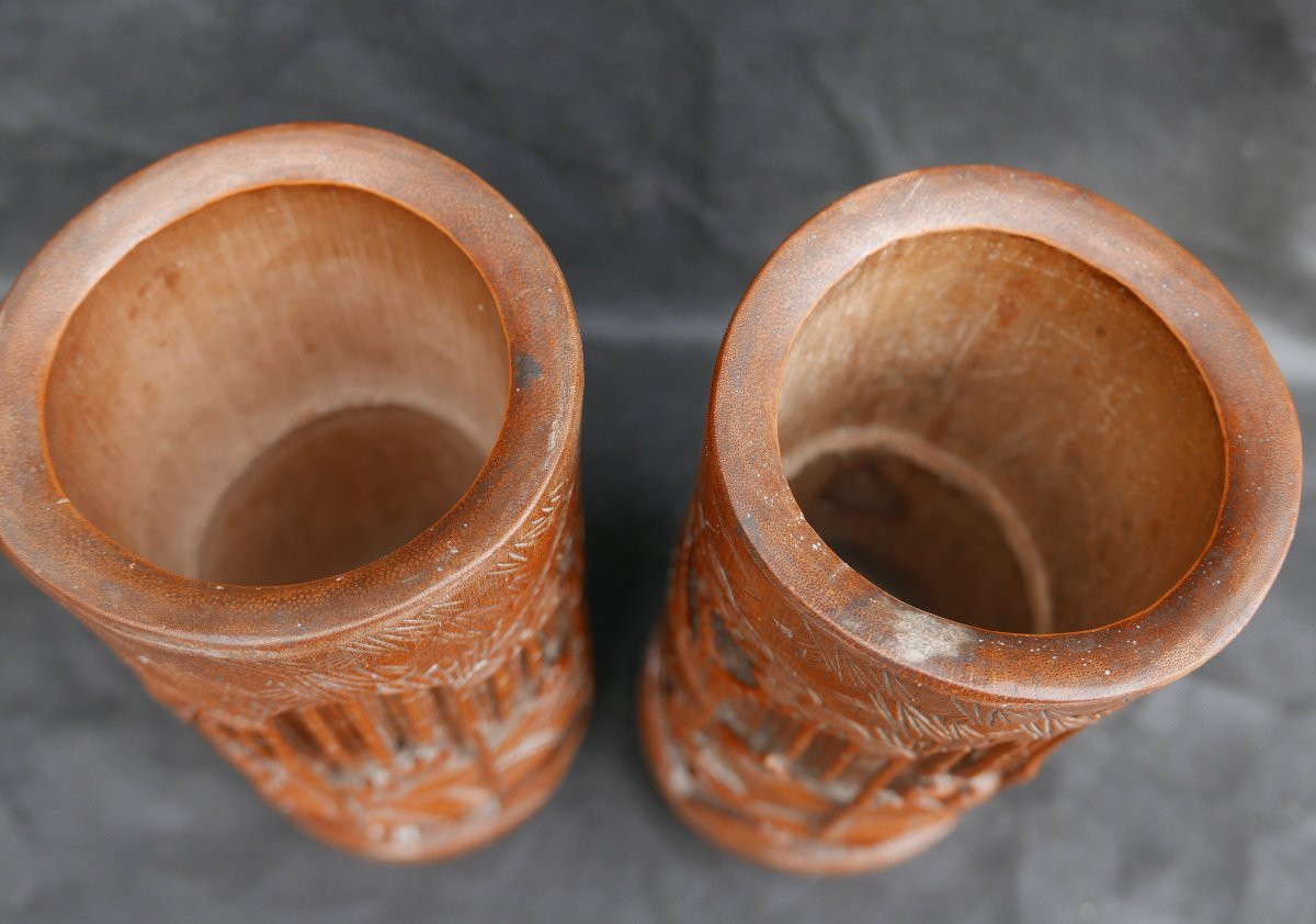 Brush Pots, Guangxu Period, China, 19th Century, Bamboo-photo-1