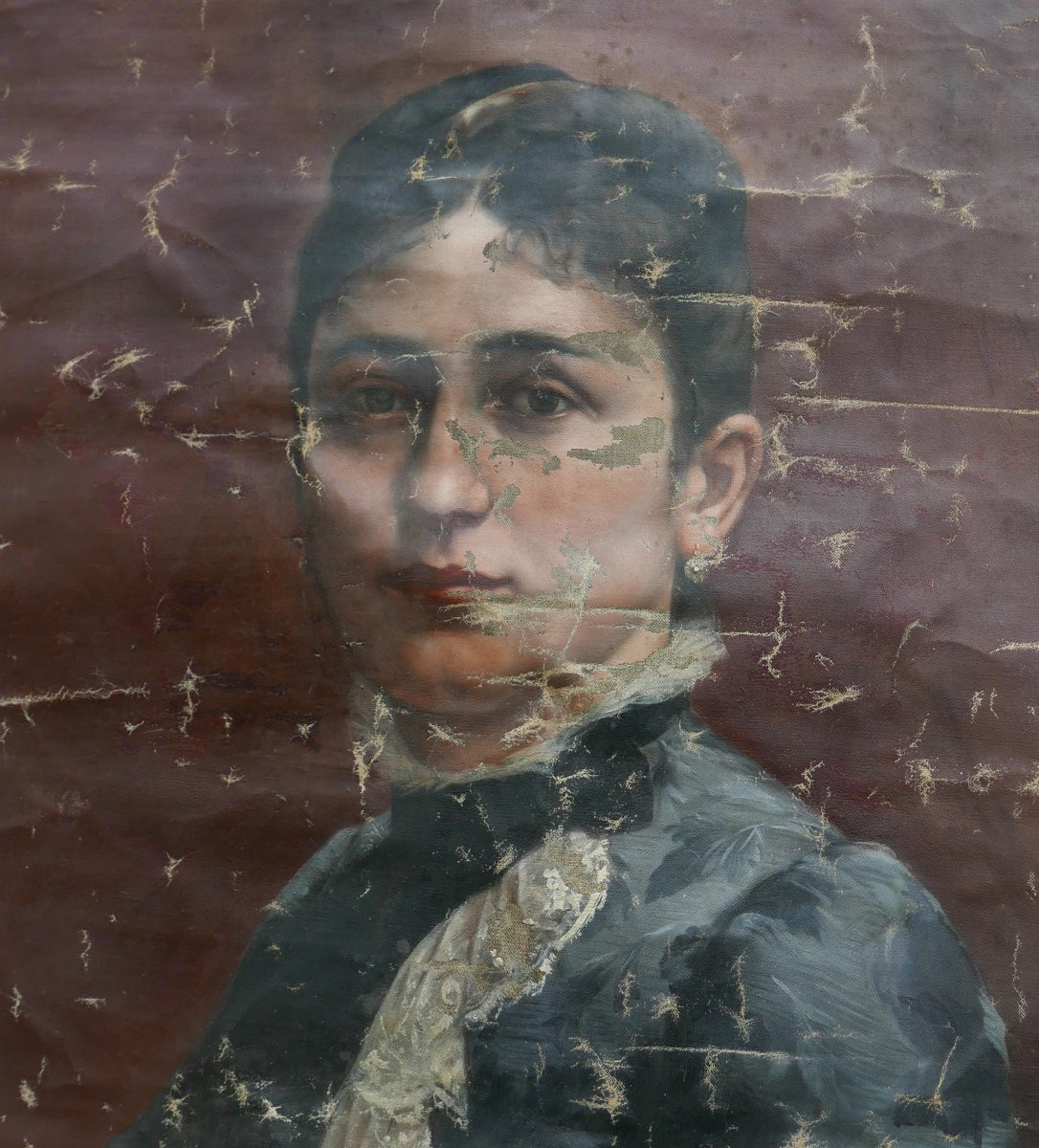 Emile Tabary Grand Portrait de Jeune Femme Huile/Toile du XIXème siècle Signé-photo-6