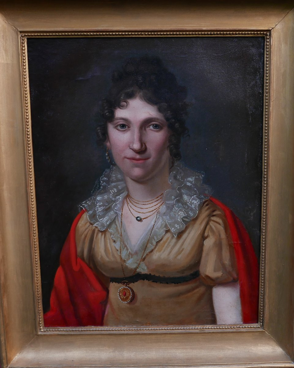 Portrait Of A Young Woman, First Empire, Oil On Canvas, Early 19th Century-photo-2
