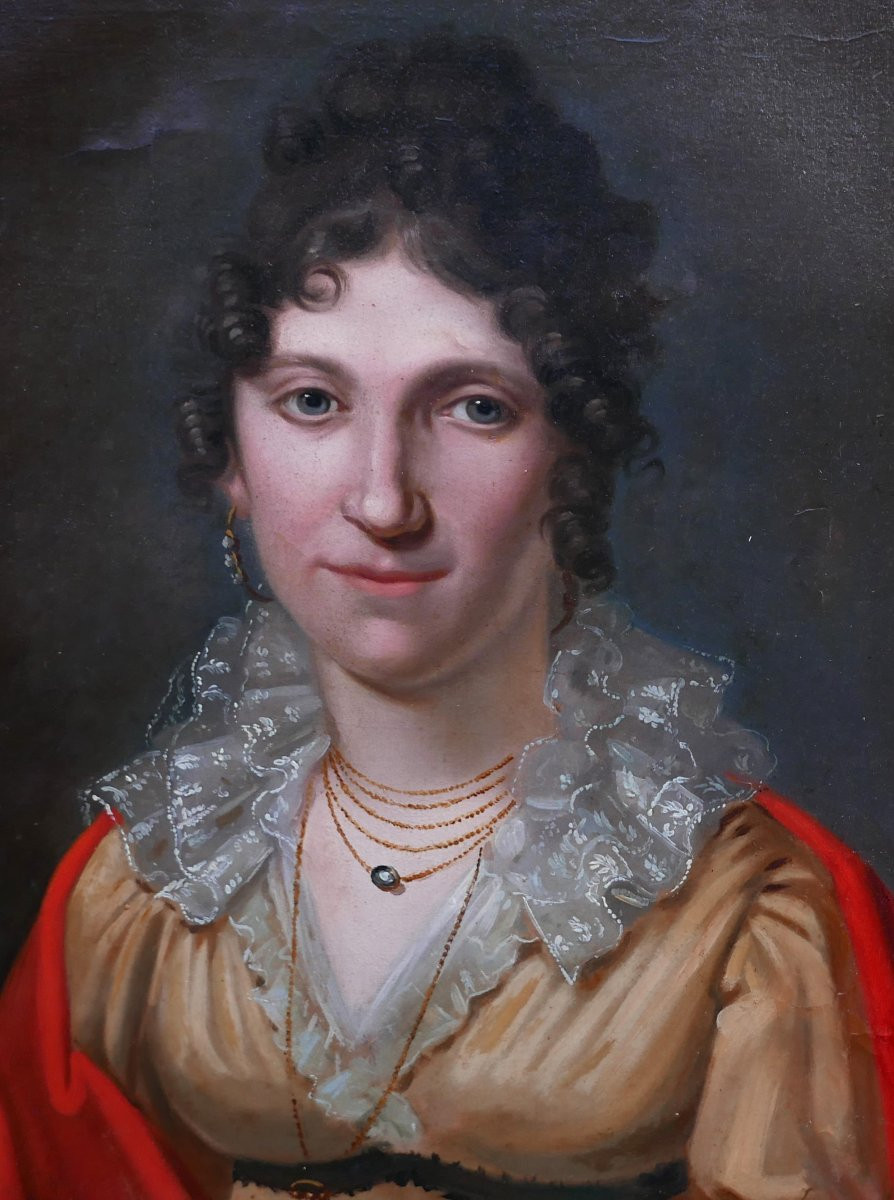 Portrait Of A Young Woman, First Empire, Oil On Canvas, Early 19th Century-photo-4