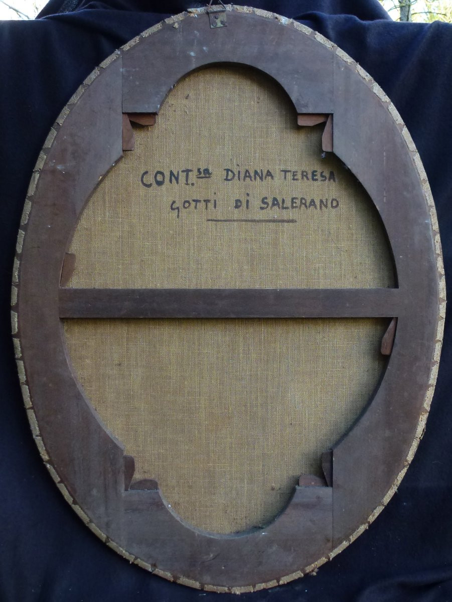 Portrait de Femme Diana Teresa Gotti Di Salerano Huile/Toile du XVIIIème Siècle-photo-7