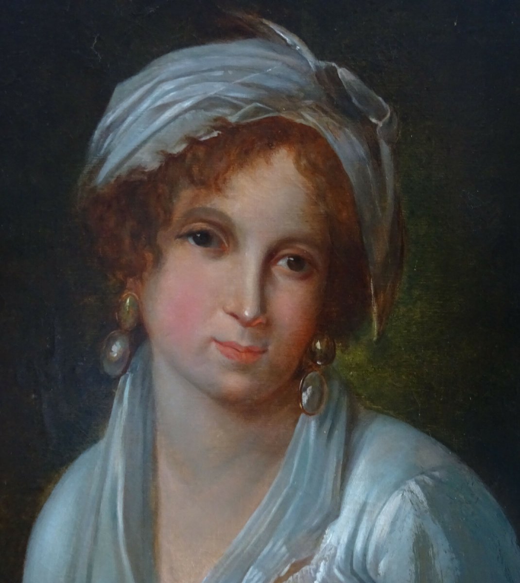 Portrait Of A Young Woman From The First Empire Period, Oil On Canvas, 19th Century-photo-5