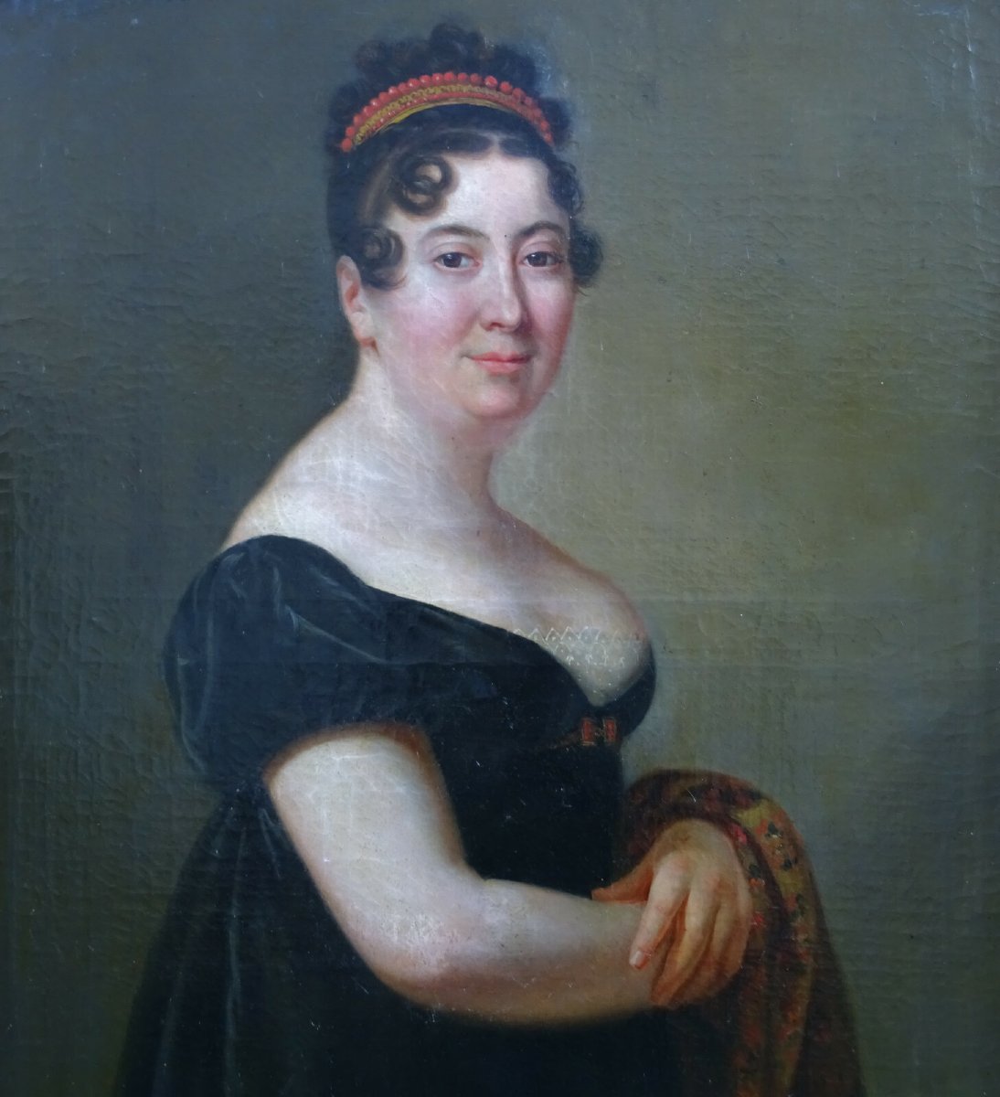 Portrait Of A Woman, First Empire Period, French School, 19th Century, Oil On Canvas-photo-4