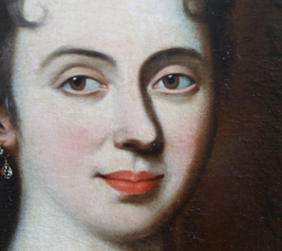 Large Portrait Of A Woman From The Louis XIV Era, Oil On Canvas, 17th Century-photo-5