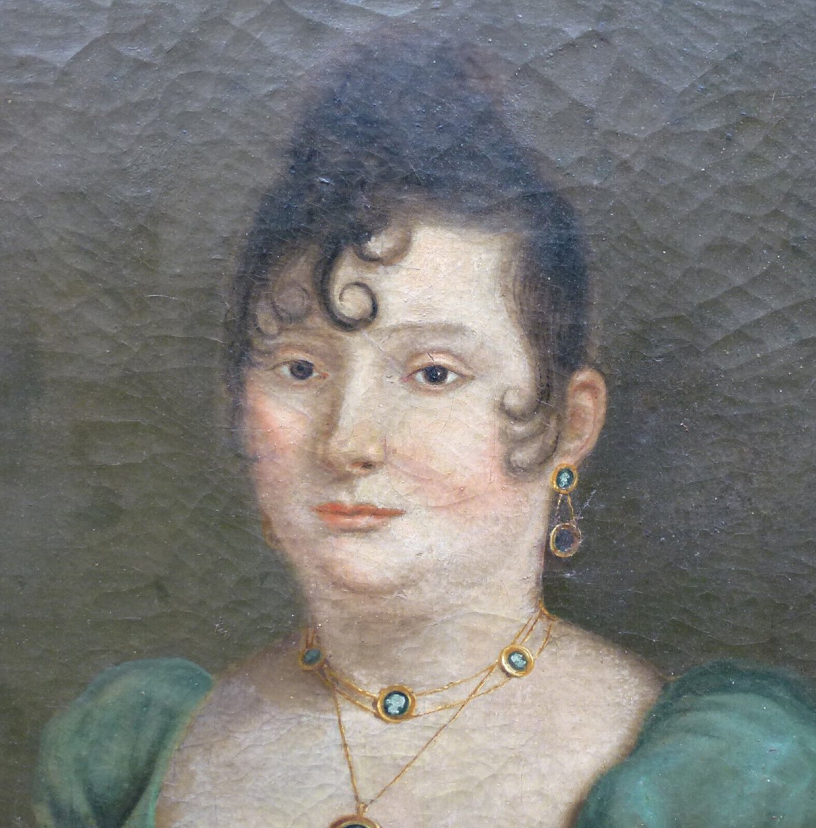 Portrait Of A Woman, First Empire Period, Italian School, 19th Century, Oil On Canvas-photo-2