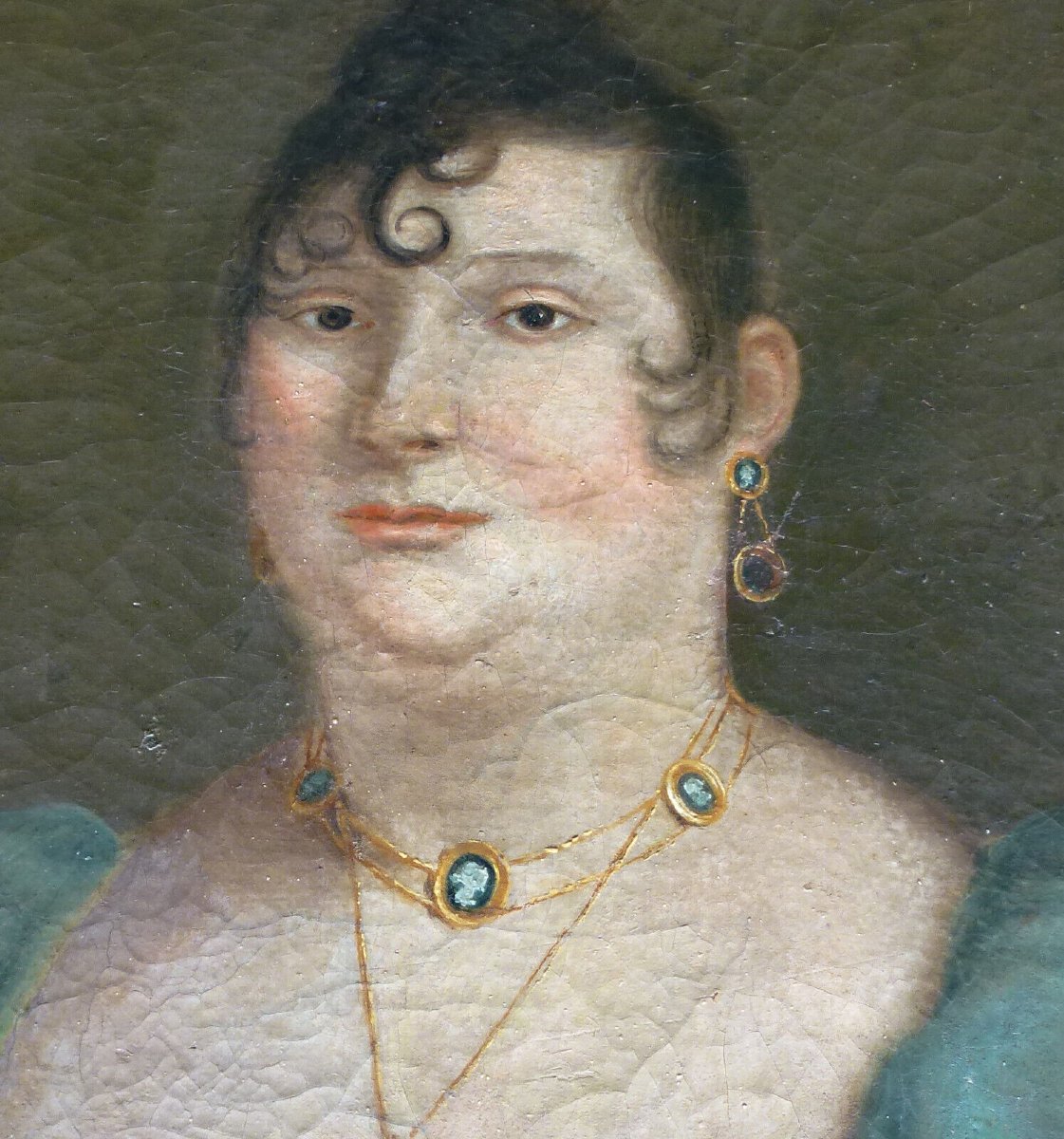 Portrait Of A Woman, First Empire Period, Italian School, 19th Century, Oil On Canvas-photo-3