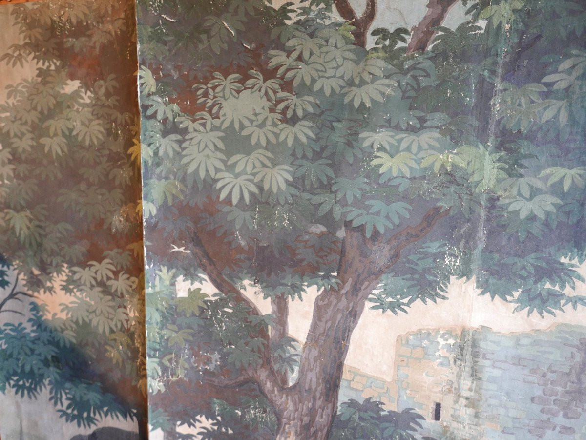 Large Genre Scene: Hunters At Rest, 19th Century Linen-backed Wallpaper-photo-1