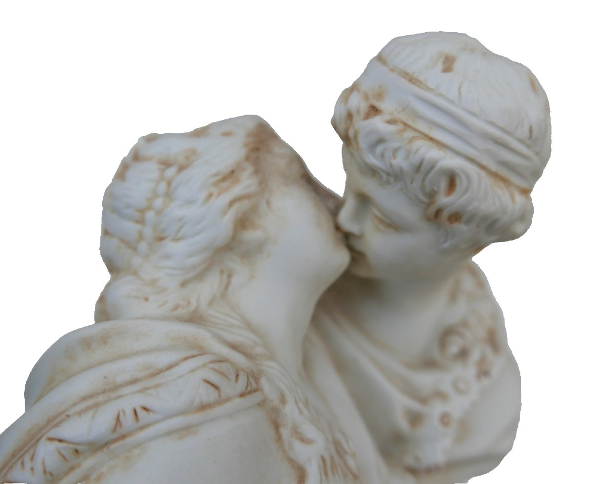 Biscuit Porcelaine Le Baiser d'après HOUDON XXème siècle Manifacture de Sèvres-photo-2