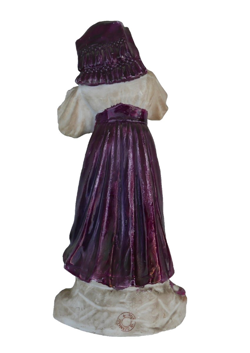 Biscuit Porcelain Young Girl With Tambourine, Early 20th Century-photo-4