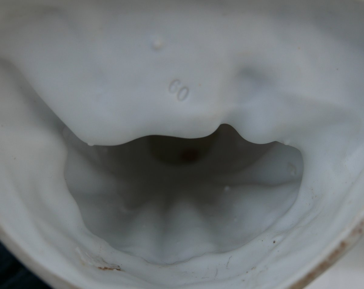 Biscuit Porcelain Young Girl With Tambourine, Early 20th Century-photo-3