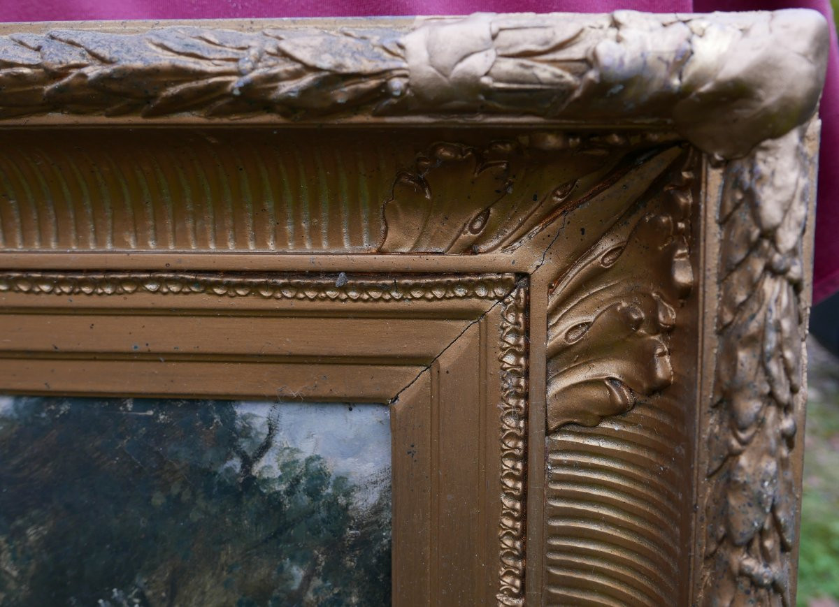 Tableau Scène de Genre Chasse à Courre au Cerf Huile/Toile XIXème Siècle-photo-3