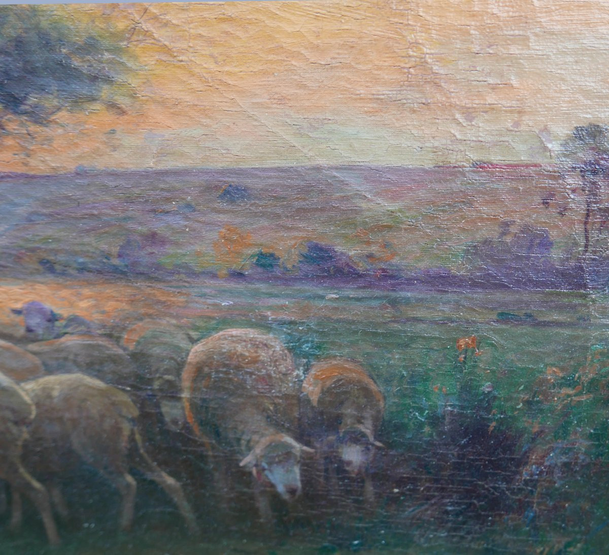 A. Derians, Landscape Painting, Shepherd And His Sheep, Oil On Canvas, Late 19th Century-photo-1