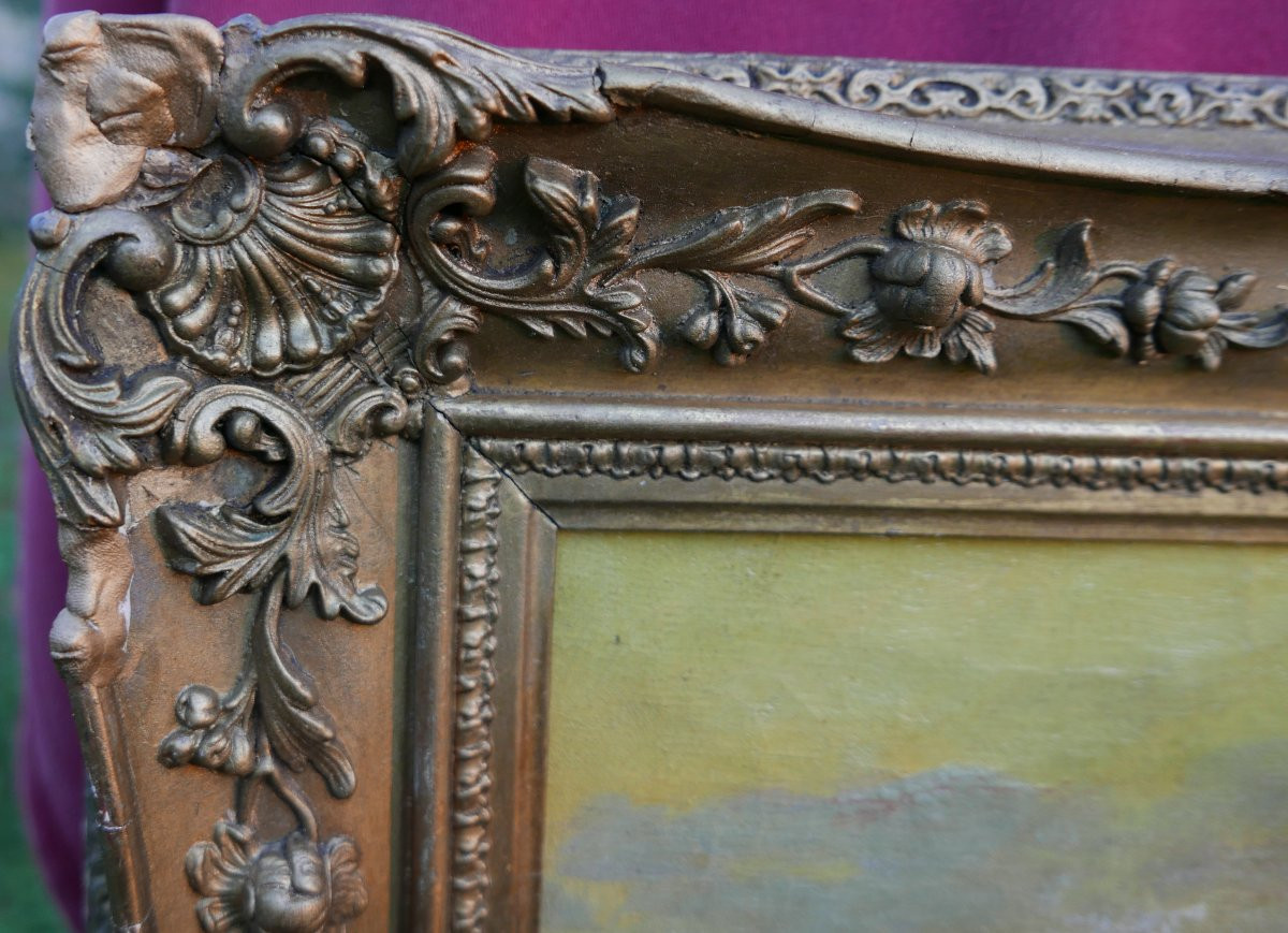 A. Derians, Landscape Painting, Shepherd And His Sheep, Oil On Canvas, Late 19th Century-photo-4