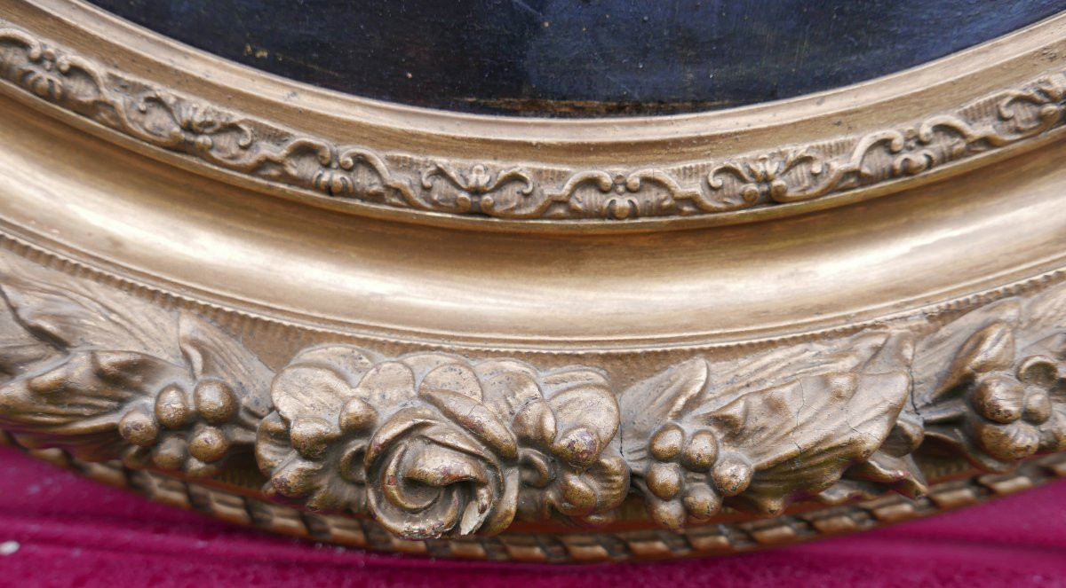 Portrait de Femme Ovale Epoque Second Empire Huile/Toile du XIXème siècle-photo-3