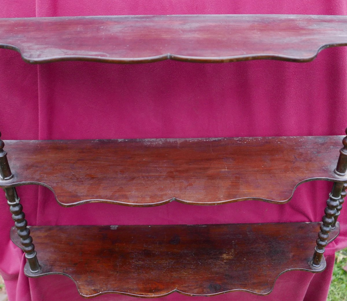 Solid Mahogany Wall Shelf, Second Empire Period, Late 19th Century-photo-3