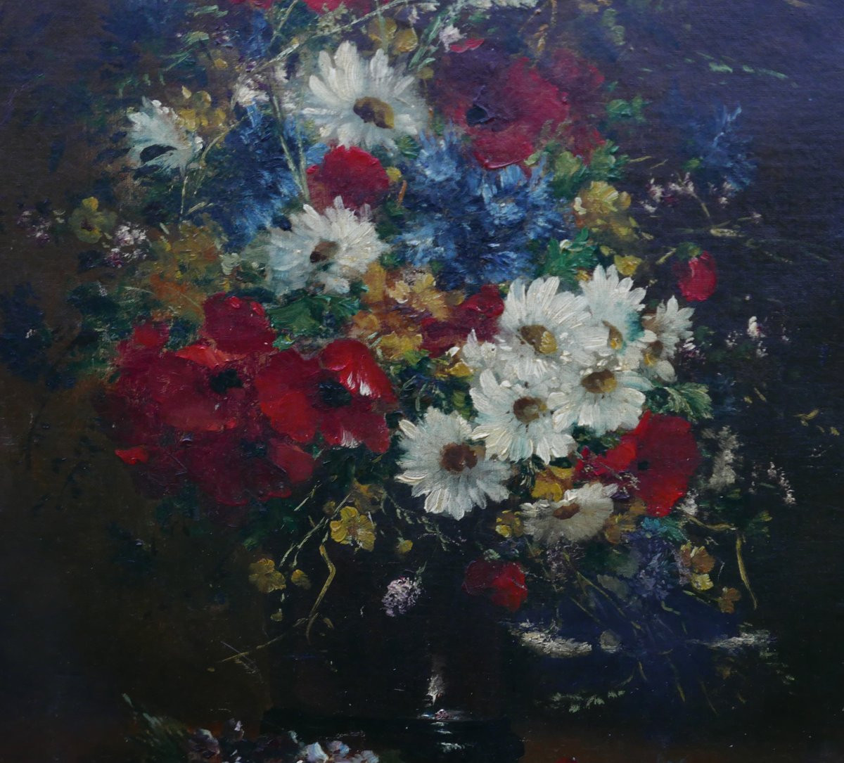 Gilbert-Martin Paire de Bouquet de Fleurs Huile/Toile fin XIXème siècle Signé-photo-3