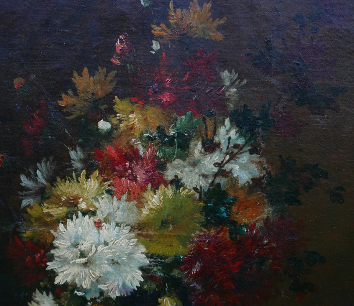 Gilbert-Martin Paire de Bouquet de Fleurs Huile/Toile fin XIXème siècle Signé-photo-5