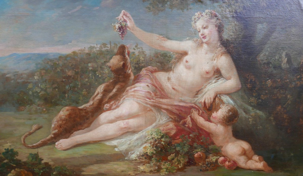 Grand Tableau Scène de Genre Allégorie Huile/Toile du XVIIIème siècle-photo-2