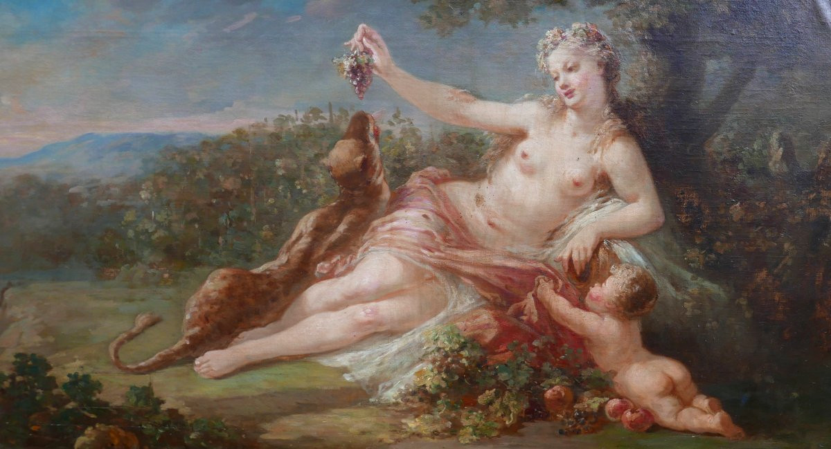 Grand Tableau Scène de Genre Allégorie Huile/Toile du XVIIIème siècle-photo-3