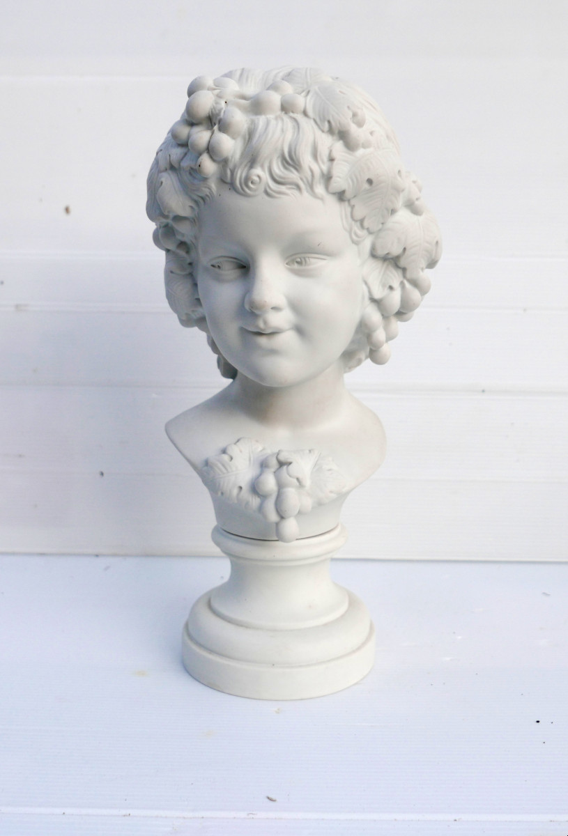 Giromella Biscuit Porcelaine Bacchus Enfant XXème siècle