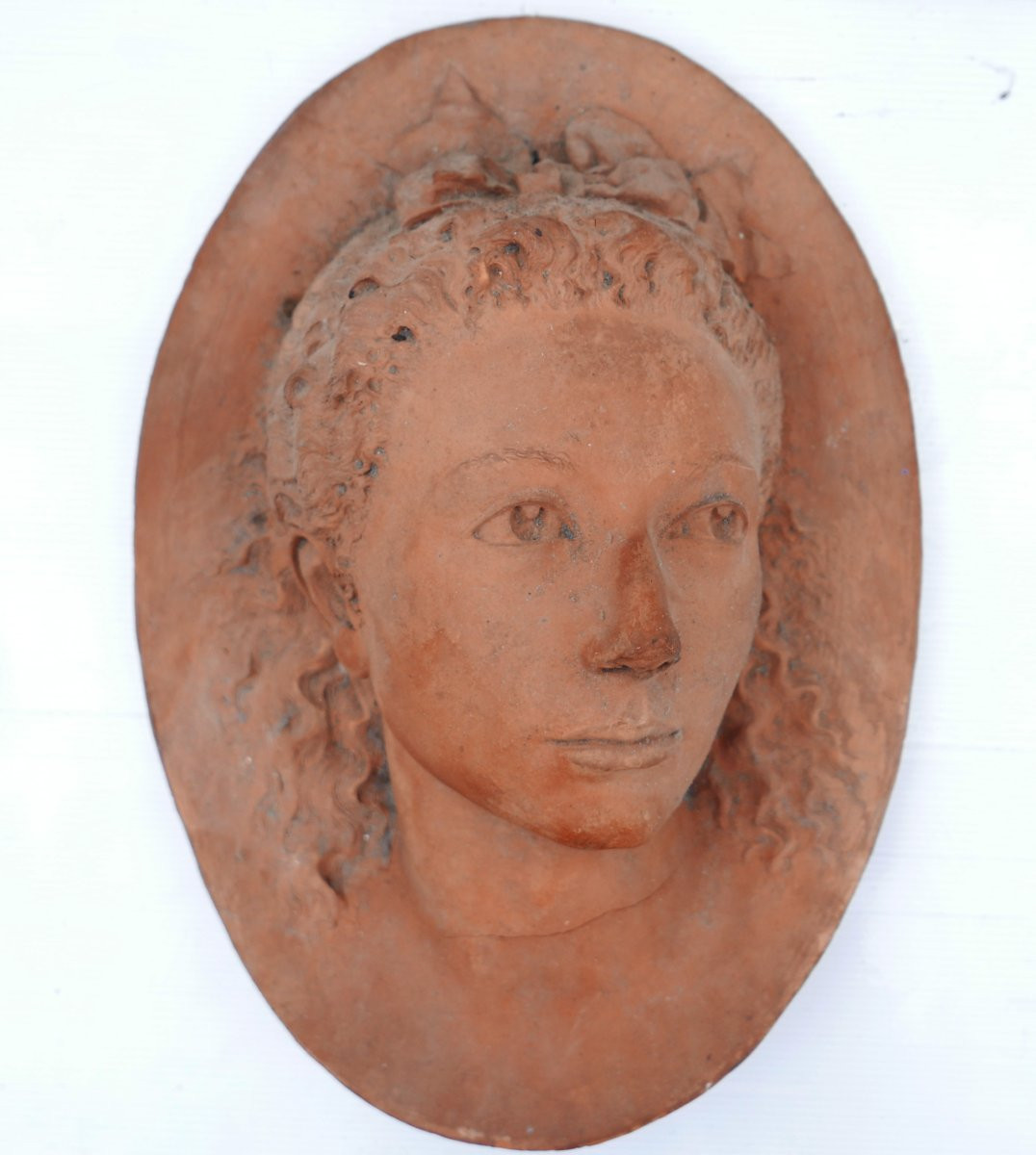19th Century Terracotta Sculpture Of A Woman's Portrait-photo-2