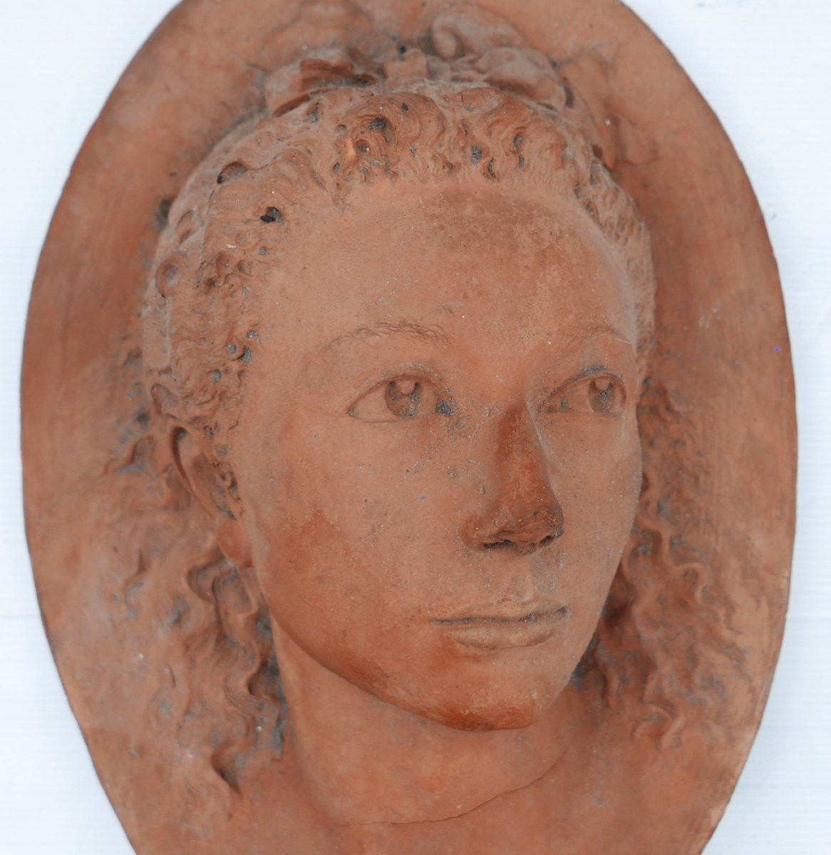 19th Century Terracotta Sculpture Of A Woman's Portrait-photo-3