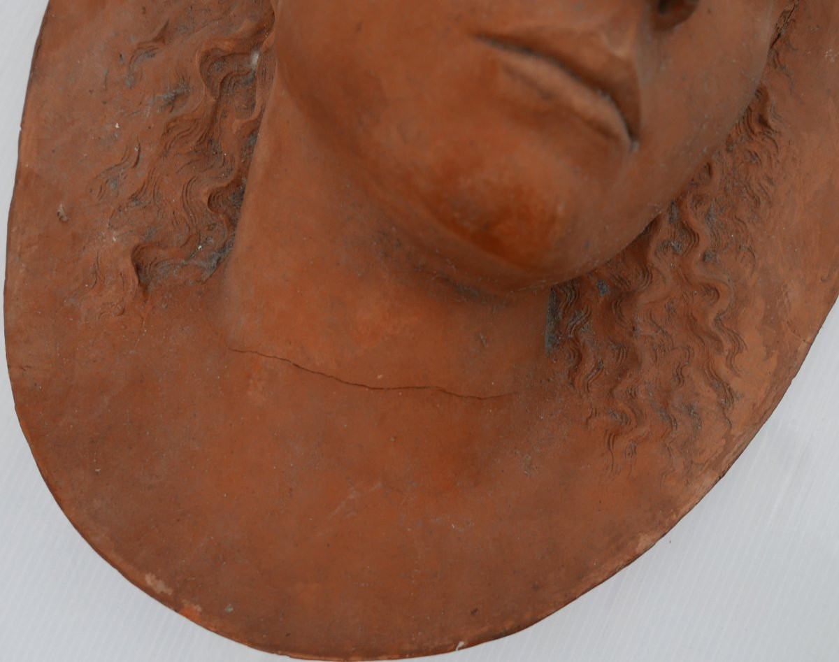 19th Century Terracotta Sculpture Of A Woman's Portrait-photo-4