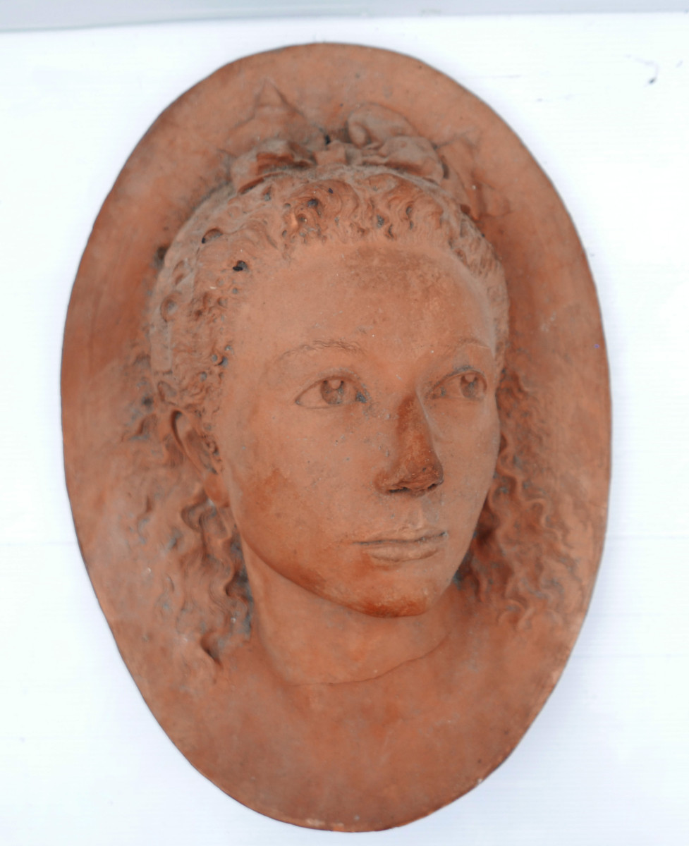 19th Century Terracotta Sculpture Of A Woman's Portrait