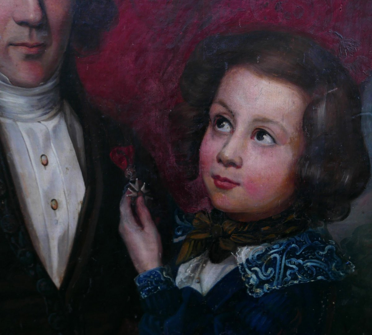 Portrait Of An Ambassador And His Son, 19th Century Oil On Canvas-photo-2