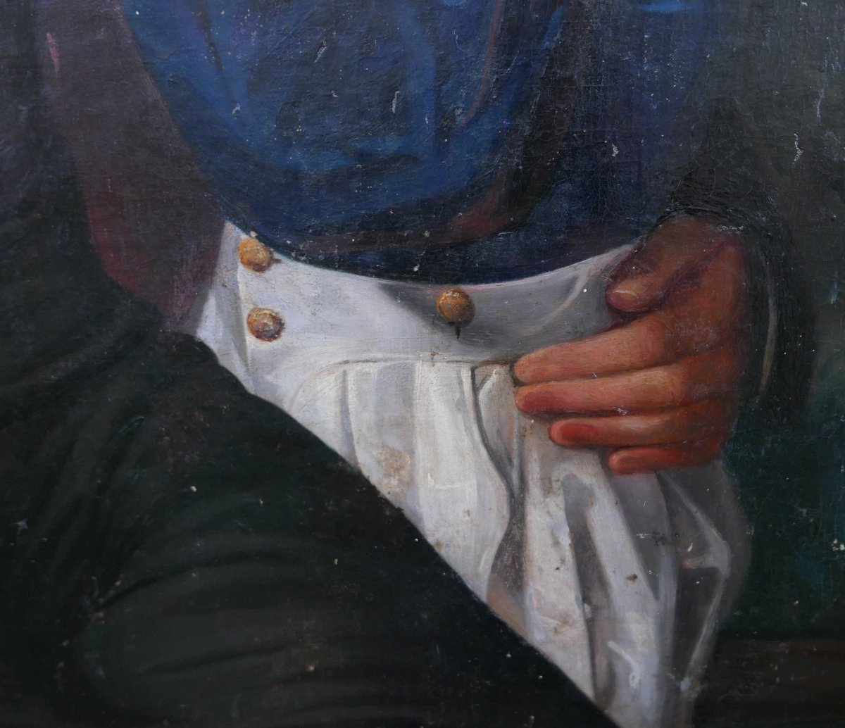 Portrait Of An Ambassador And His Son, 19th Century Oil On Canvas-photo-5